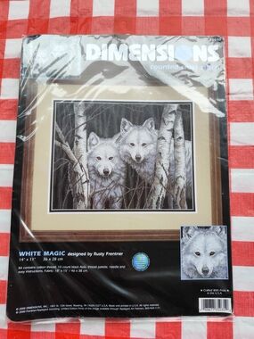 3/$30💜Dimensions 35035 White Magic Wolves Counted Cross Stitch NIP